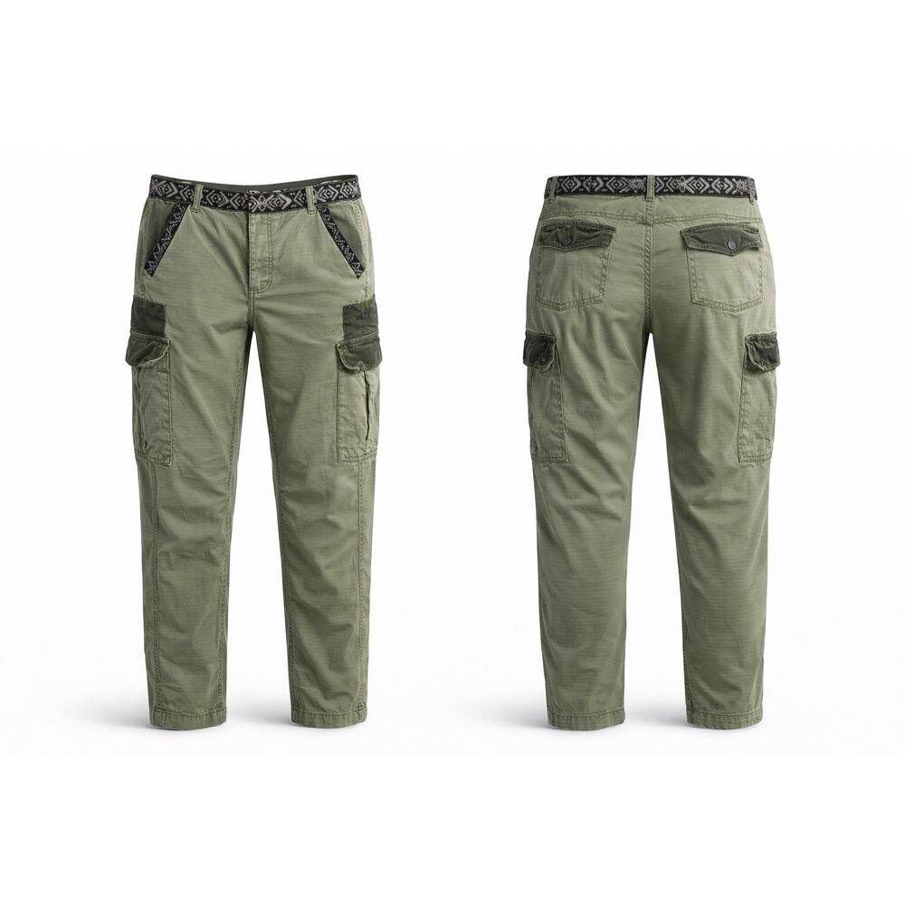 Free People Olive Green Wide Leg Cargo Pants